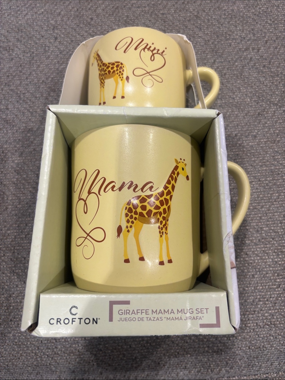 Croton Yellow Giraffe "Mama" Ceramic Mug Set